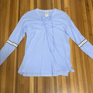 PINK Light Purple Lace-up Long Sleeve Top